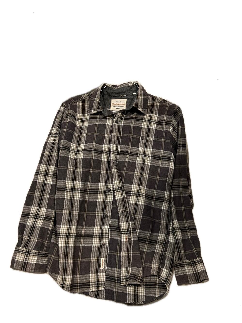 Weatherproof Vintage Gray Flannel Checked Shacket Mens Small
